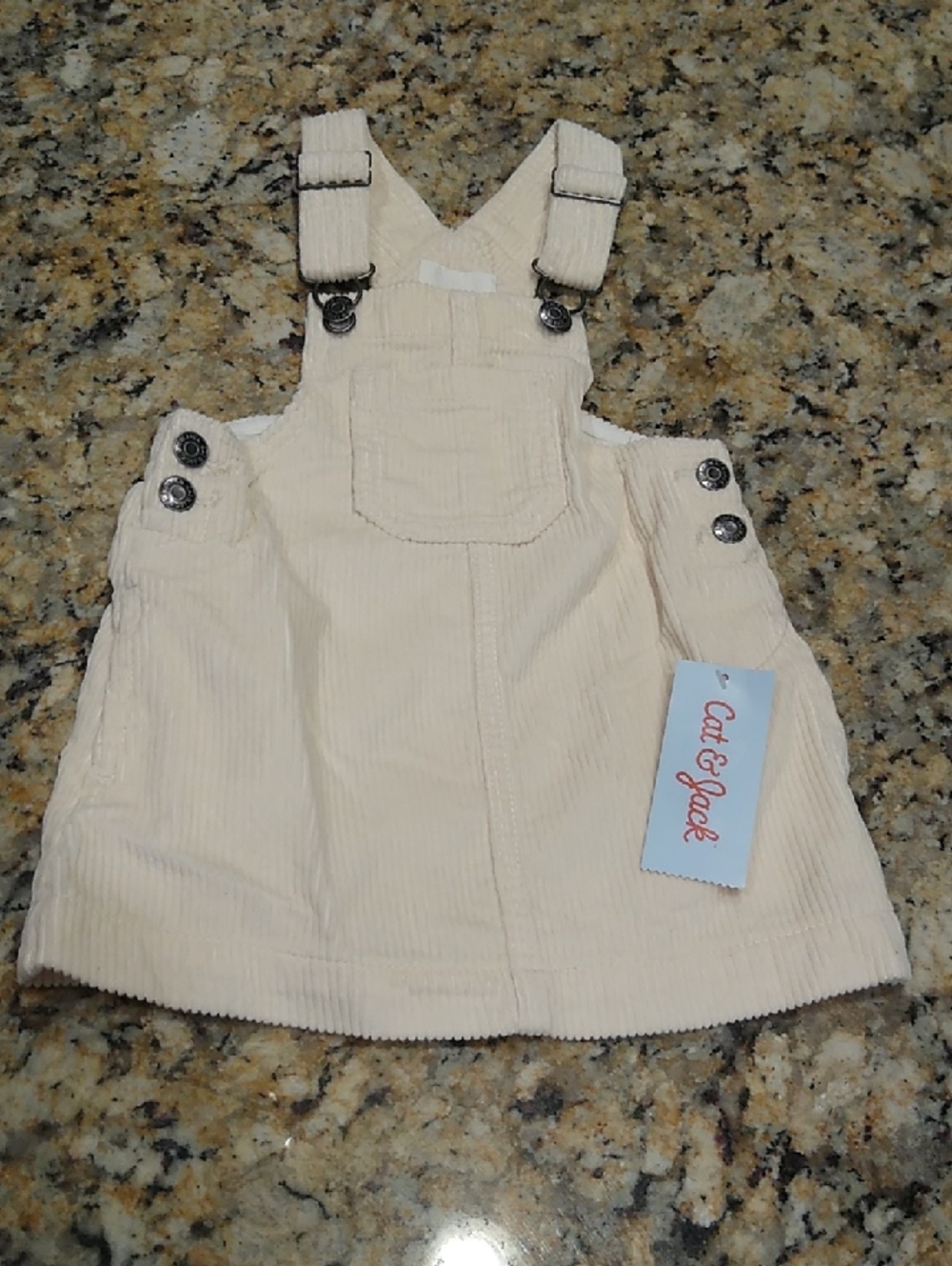 Cat & Jack Cream Corduroy Overall Skirt Size 12M.